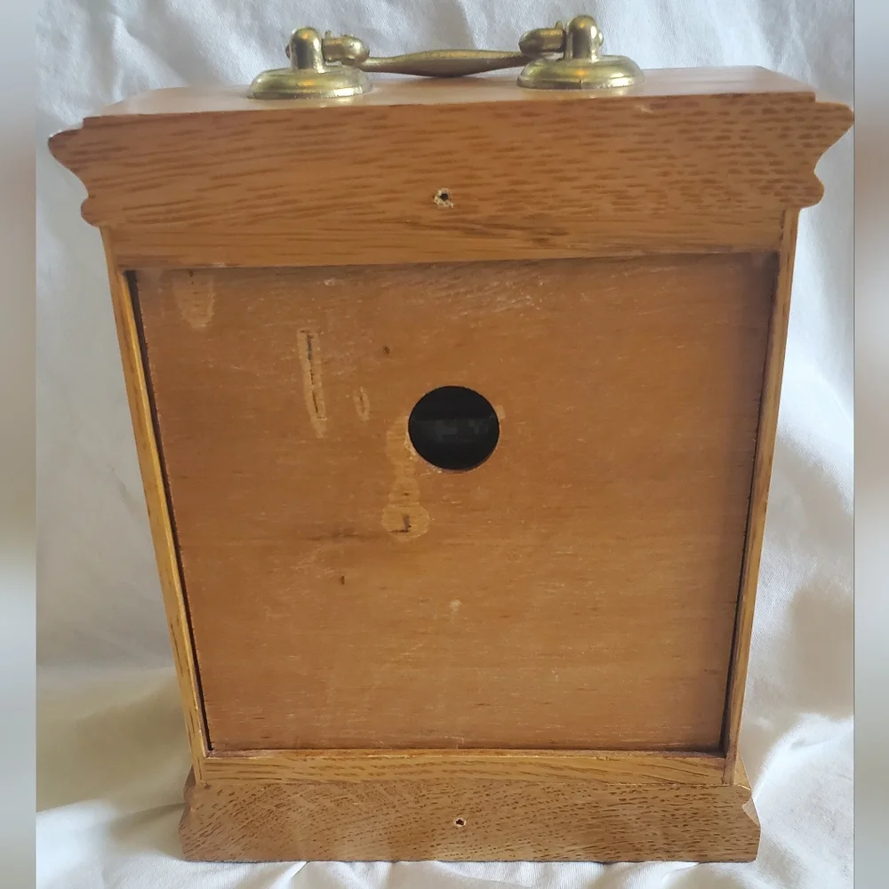 Lone Oak Vtg Classic Brown Wooden Oak Mantel Desk Shelf Clock Quartz Movement